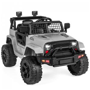 Caminhão Infantil Elétrico 12V Best Choice Products com Controle Remoto para Pais, Suspensão Dianteira, Faróis de LED, Porta AUX - Cinza