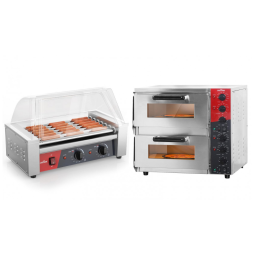 Forno Elétrico de Pizza de Bancada de 8kg com Máquina de 7 Rolos de Hot Dog e Duplo Deck Comercial,Crosson.