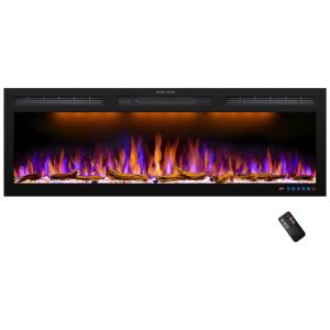Lareira Elétrica de Embutir A44x127L com Controle Remoto, Temporizador e Chamas Realista, 110V 1500W, Dreamflame, Preta