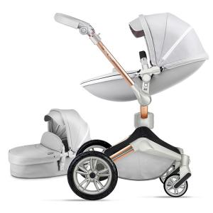Carrinho e Bebê Conforto Ajustável Hot Mom Kit de Couro Sintético Branco