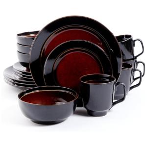 Aparelho de Jantar com 16 Peças em Cerâmica e Esmalte Reativo, Gibson Home Bella, Vermelho