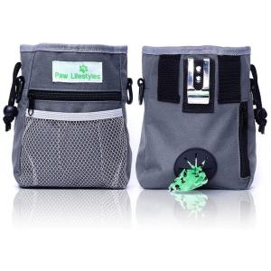 Bolsa de petiscos para treinamento de cães, 3 maneiras de usar, PAW LIFESTYLES, Cinza