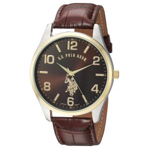 Relógio An Maclino Homem Cláico Pleira de Coro intético, U.S. POLO ASSN. USC50225, Marrom