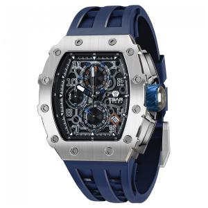Relógio Masculino Quartzo Analógico a Prova dÁgua 50M com Cronógrafo, TSAR BOMBA TB 8204SGLZHX, Azul Escuro