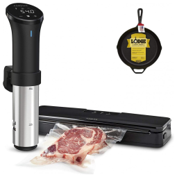 Anova Culinary AN500 Precision Sous Vide Cooker with Vacuum Sealer and Lodge 10.25 Cast Iron Searing Bundle