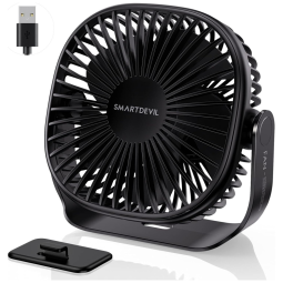 Ventilador de Mesa Mini Portátil com 3 Velocidades e Gancho Colável, USB, 5V SMARTDEVIL, Preto