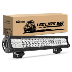 Barra LED Off Road à Prova dÁgua IP67 para Caminhões 4x4, 126W 12V 24V, Nilight, Preto