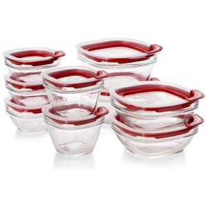 Potes para Alimentos, 240, 960 mL, Quadrado 9 PC, RUBBERMAID 2108397, Vermelho