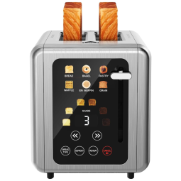 Torradeira 2 fatias em aço inox, tela touch, timer digital, 6 pães, 6 níveis de tostagem, slots largos - 110V