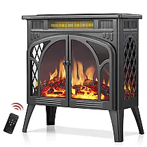 Lareira Elétrica com Controle Remoto e Brilho Ajustável, 110V 1500W, RWFLAME, Cinza