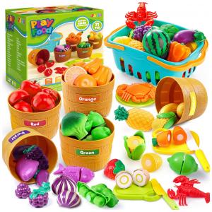 Jogos Educativos Joyin Para Crianças: Brinquedos Culinários Com Comida Cortável, Acessórios De Cozinha E Classificação Por Cores