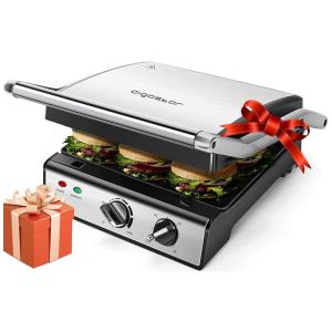 Aigostar Sanduicheira Grill para 4 Sanduiches com Placas Removíveis 1500W, 110V, Prata