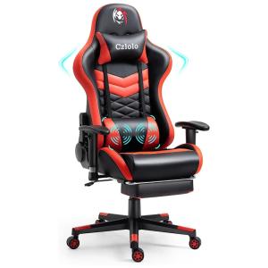 Czlolo Cadeira de Escritório Gamer Reclinável e Ergonômica com Apoio de Braço Ajustável, Vermelha