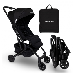 Carrinho de Bebê Colugo Compact+ Preto - Dobrável Ultraleve, Dobragem Automática 1 Mão, Reclinação Ilimitada, Capota UPF 50+, Bolsa Mochila