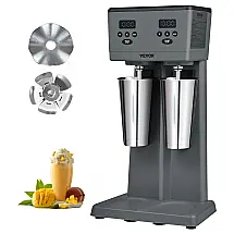 Misturador de Milkshake VEVOR Duplo 750W 2x820ml Inox 3 Velocidades Display Digital 110V
