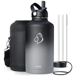 Garrafa Térmica 1900 mL Portátil com Isolamento a Vácuo, Aço Inoxidável, BUZIO, Preto