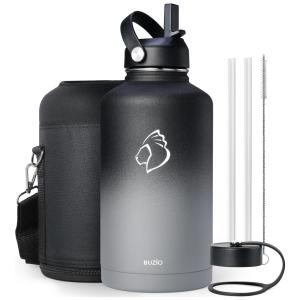 Garrafa Térmica 1900 mL Portátil com Isolamento a Vácuo, Aço Inoxidável, BUZIO, Preto