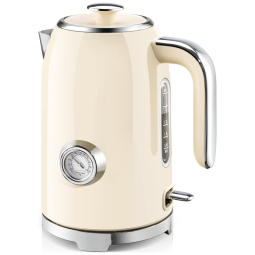 Chaleira Elétrica Retrô 1,6 Litros com Termostato 1500W, 110v, SUSTEAS 1309BT, Bege