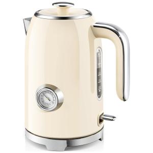 Chaleira Elétrica Retrô 1,6 Litros com Termostato 1500W, 110v, SUSTEAS 1309BT, Bege