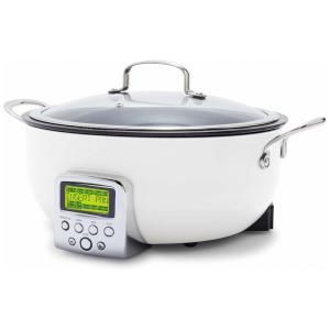 Panela Elétrica GreenPan Essential Smart 6QT 120V, Revestimento Cerâmico Antiadherente, Display LCD, Tampa de Vidro Temperado