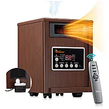 Aquecedor Infravermelho DR. INFRARED HEATER DR-998 Nogueira Dual 1500W Umidificador Oscilante Controle Remoto Rodas 120V