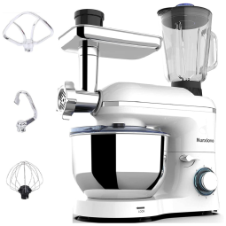 Nurxiovo Batedeira 3 em 1, 850W 6 Velocidades Aço inoxidável 6L Branco 110V