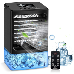 OYRGCIK Mini Climatizador Portátil de Mesa 0.6L com Controle Remoto e Temporizador, 110V, Preto