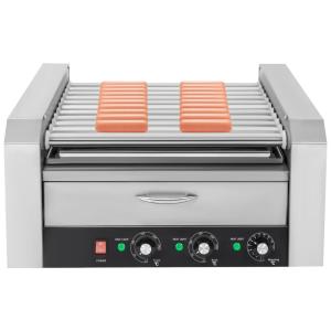 Máquina para Cachorro Quente em Aço Inoxidável com 11 Rolos até 30 Salsichas, 110V 1650W, SNKOURIN, Prata