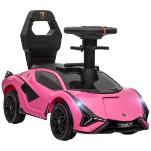 Carrinho de Passeio Infantil com Música, Faróis e Compartimento Sob o Assento para Crianças de 1 a 4 Anos, Aosom Lamborghini SIAN FKP 37