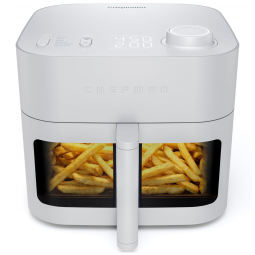 Fritadeira elétrica sem óleo 7,6L Chefman Crispinator cinza concreto cesta cerâmica janela de visualização 6 funções 1700W 110V