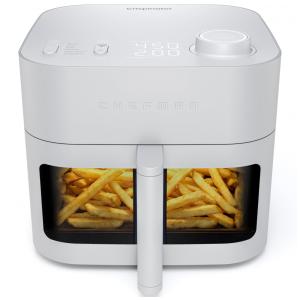 Fritadeira elétrica sem óleo 7,6L Chefman Crispinator cinza concreto cesta cerâmica janela de visualização 6 funções 1700W 110V
