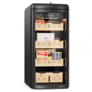 Umidor para Charutos Elétrico 115L com Capacidade para 900 Charutos, Display Digital LED, Controle Inteligente de Temperatura e Umidade