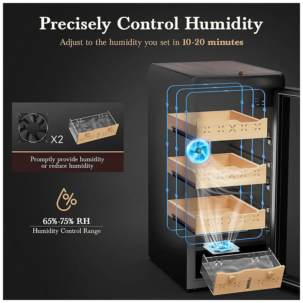 Gabinete Humidor Elétrico Mojgar Preto 115 Litros 900 Charutos Controle Digital Temperatura Umidade 110V — foto 2