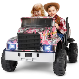 Caminhão Elétrico Infantil 2 Assentos com 3 Velocidades e Bluetooth, 24V, JOYLDIAS, Rosa