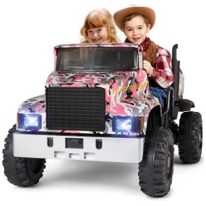 Caminhão Elétrico Infantil 2 Assentos com 3 Velocidades e Bluetooth, 24V, JOYLDIAS, Rosa