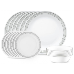 Aparelho de Jantar Corelle Vitrelle Mystic Gray 18 Peças para 6 Pessoas - Resistente a Quebras e Leve