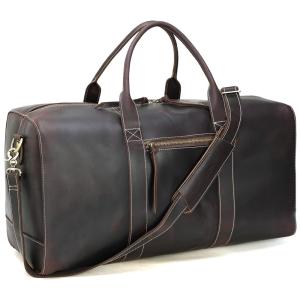Bolsa de Viagem Masculina Clássica de Couro, POLARE 309, Marrom Claro