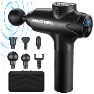 Massageador Pistola Elétrico Profissional Sem Fio 6 Acessórios 20 Velocidades 3200 RPM, Silencioso, COTTILE, Preto