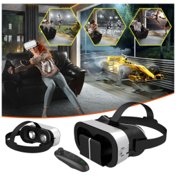 Óculos VR Realidade Virtual 3D com Controle, CRAZYPIG, Branco