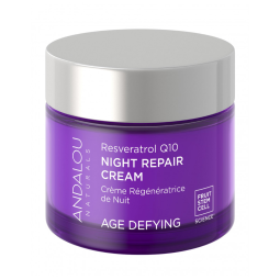 Creme Facial Anti Idade Noturno com Vitamina C para Mulheres, 50g, ANDALOU NATURALS Resveratrol Q10, Violeta