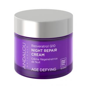 Creme Facial Anti Idade Noturno com Vitamina C para Mulheres, 50g, ANDALOU NATURALS Resveratrol Q10, Violeta