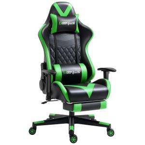 Darkecho Cadeira Gamer Reclinável e Giratória com Apoio Lombar e Cabeça, Preta e Verde