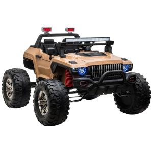 Carro, Carrinho Elétrico 1 Assento 12V, com Luzes de LED e Controle Remoto, AOSOM, Amarelo