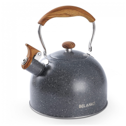 Chaleira de Chá 2. em Aço Inoxidável com Apito, Estrelado, BELANKO BE 2.5L GY, Cinza