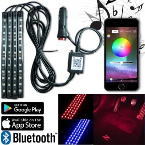 Luz LED Automotiva Decorativa Interna Externa Sem Fio Controle Celular na Batida da Música