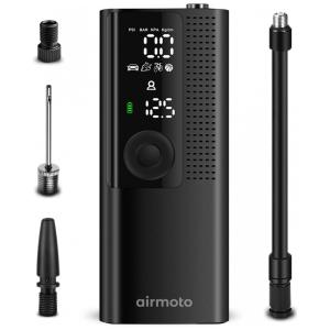 Compressor de Ar Portátil 120 PSI Recarregável com Tela LED, 12V, Airmoto, Preto