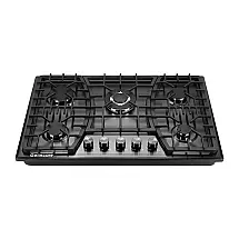 Cooktop a gás 5 bocas Gelincare inox preto embutir conversível GN/GLP proteção por termopar 110V