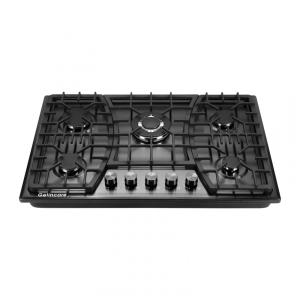 Cooktop a gás 5 bocas Gelincare inox preto embutir conversível GN/GLP proteção por termopar 110V