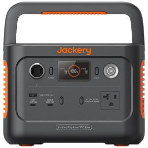 Gerador de Energia Solar Portátil Explorer 300 Plus com Bateria de 288Wh LiFePO4 e Tomada CA de 300W, 110V Jackery, Preto e Laranja