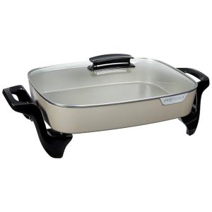 Frigideira Elétrica em Cerâmica com Tampa de Vidro e Controle de Temperatura, 110V 1500W, Presto, Cinza